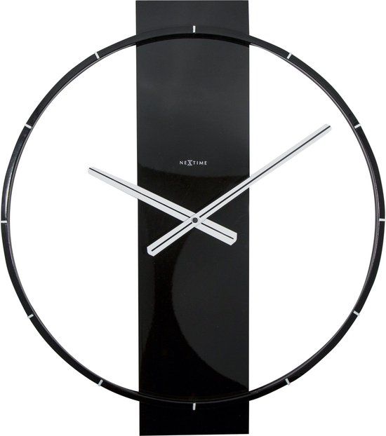 NeXtime 3195ZW Wandklok - Zwart - Staal - 58.2 x 50.8 cm