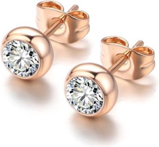 Cilla Jewels Oorknoppen Zirkonia Staal Goudkleurig