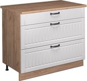 Vicco Keukenonderkast Fame-Line, Wit Landhuis/Goudkleurig Eiken, 100 cm, WB Eik