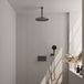 Brauer Gunmetal Edition thermostatische inbouw regendouche met drukknoppen SET 60 met 30 cm douchekop en plafondarm en 3-standen handdouche en doucheslang en wandaansluitbocht gunmetal geborsteld PVD