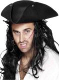 Smiffys Piraten verkleed hoed - zwart - driepunt hoed - heren/dames - carnaval