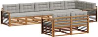 vidaXL - Bank loungeset - 8 zitplekken - Acacia hout - Naturel en lichtgrijs