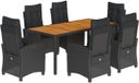 vidaXL 7-delige Tuinset met kussens poly rattan zwart