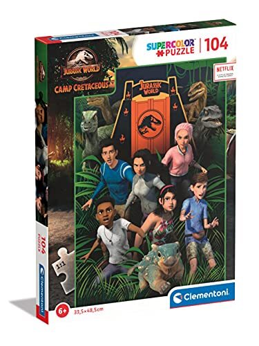 Clementoni Supercolor Jurassic World Camp Cretaceous, serie Netflix 104 stukjes - Made in Italy, kinderen 6 jaar, cartoon-puzzel, meerkleurig, 27544