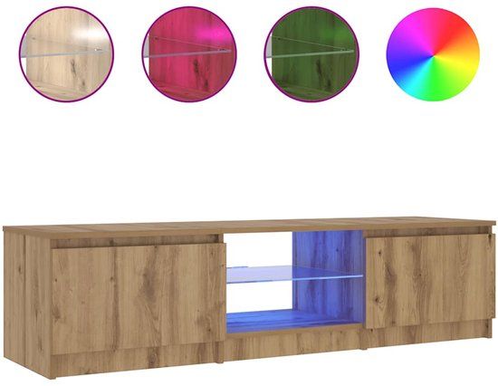 vidaXL Tv-meubel met LED 140x40x36 cm bewerkt hout artisanaal eiken