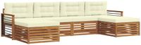 vidaXL Buiten bank set 6-st Natuurlijk en Crème Massief Acacia Hout