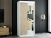 Mobistoxx LAMORA Armoire 2 portes coulissantes 100 cm blanc avec miroir