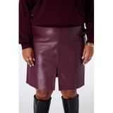 MS Mode Plus Size Imitatieleren Rok - Donkerrood