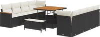 vidaXL Tuinbank Set Zwart Poly Rattan