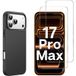 Phonillico® Zwarte Hoes voor iPhone 17 PRO MAX met 2 Gehard Glas Schermbeschermers
