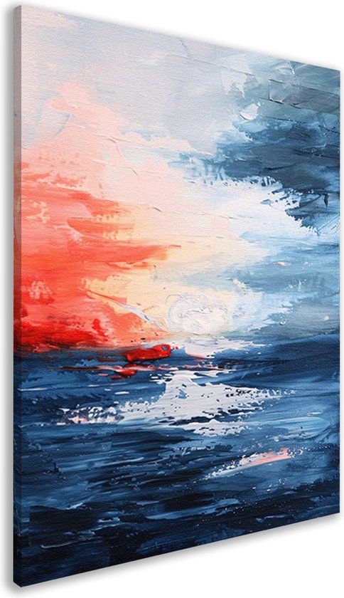 Merkloos / Sans marque Canvas Schilderij Zonsondergang Zee - 40x60cm - Modern - Wanddecoratie