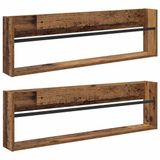 vidaXL - Tijdschriftenrek - 2 stuks - Oud hout - 100 x 12 x 30 cm - Bewerkt hout