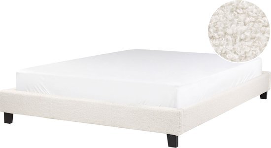 ROANNE - Tweepersoonsbed - Cr&#232;me - 160 x 200 cm - Boucl&#233;