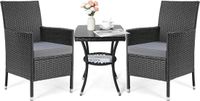 Merkloos Famanu Balkonset - Comfortabele rotanstoelen met tafel - Grijs