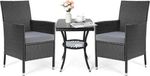 Merkloos Famanu Balkonset - Comfortabele rotanstoelen met tafel - Grijs