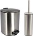 Tendance set de toilette/bain Elegance - poubelle et brosse WC - métal - argent