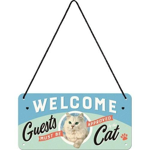 Nostalgic Art Merchandising Nostalgic Art Metalen Bord Hanging Cats Welcome - Meerkleurig - 20x10cm