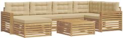vidaXL - Salon d'extérieur - 7 pièces - Blanc et Beige