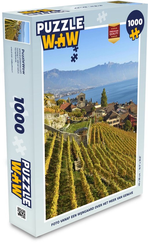 MuchoWow Puzzel Foto vanaf een wijngaard over het Meer van Genève - Legpuzzel - Puzzel 1000 stukjes volwassenen