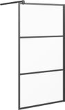 vidaXL Inloopdouchewand 115x195 cm mat ESG-glas zwart