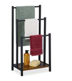 Relaxdays handdoekenrek met plank - 80 x 40 x 28 cm - zwart/bruin