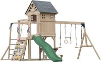 AXI Duncan Speeltoestel met Schommels, Klimrekken en Monkey Bars – Met Picknickbank - Groene Glijbaan - FSC 100% – Speeltoren voor de tuin / buiten