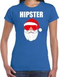Bellatio Decorations Shoppartners Bv Fout Kerstshirt / Kerst t-shirt Hipster Santa blauw voor dames - Kerstkleding / Christmas outfit XS