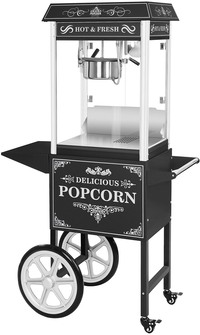 Royal Catering Popcornmachine met onderstel - Retro-ontwerp - Zwart