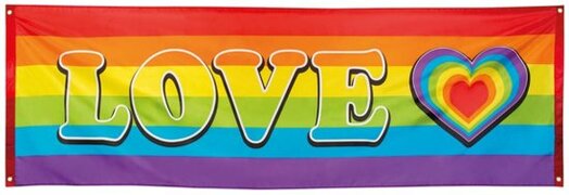 Generik Regenboog banner love 220x74cm