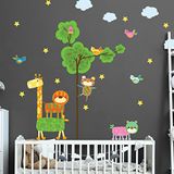Muursticker Saltimbanken Muursticker kinderen decoratie babykamer muursticker kinderkamer muursticker saltimbanken bosdieren muursticker H60 x 90 cm