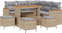 vidaXL Tuinbank Set 9-delig Beige Polyrattan