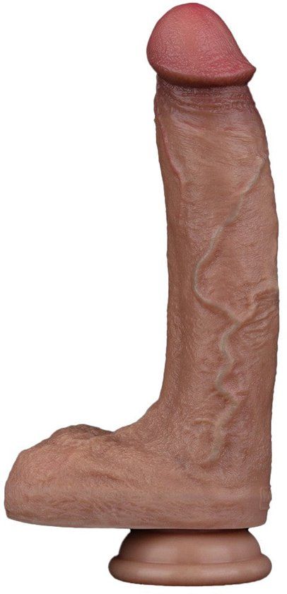 LoveToy - Dubbellaagse siliconen dildo 21,5 cm (Ø 4,2 cm) - Bruin