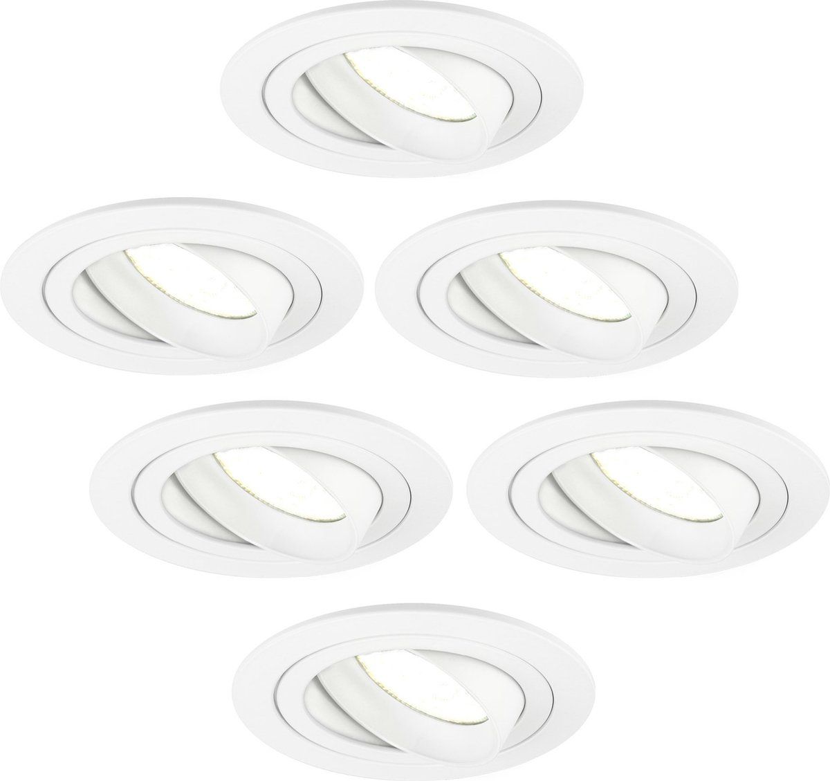 LEDVION Dimbare LED inbouwspot Wit - Tokyo - 5W - 4000K - ø92mm - 6 stuks
