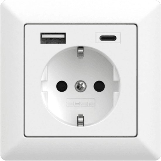 2USB inChargePRO USB AC stopcontact 15W 3A Glanzend Wit