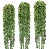 AONELAS 3 stuks parelsnoer plant kunstmatige hangende vetplanten planten voor huis tuin decor (potten niet inbegrepen)