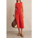 Reiss Robe mi-longue à détails froncés Rouge