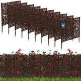 KOTARBAU® 10 st Bloembedrand, Wilgenhouten Hek, Beeteinfassing, 60 x 10 cm, Bruin