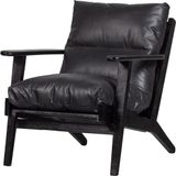 WOOOD Houston Fauteuil - Leer - Zwart