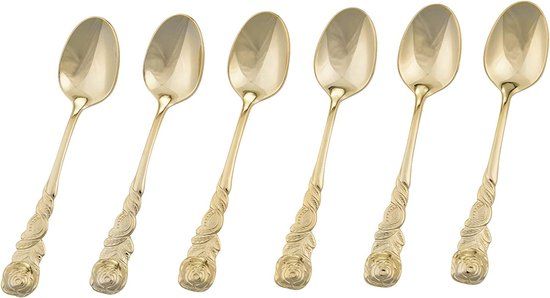 GRÄWE Espressolepel - Rozendecor - Goud - 6 stuks
