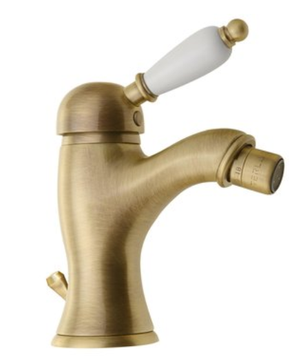 Sapho Kirke White Opbouw Bidet Mengkraan Bronzen met Pop-up Waste