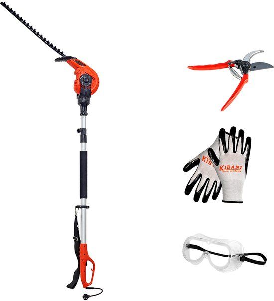 Kibani Elektrische Heggenschaar XXL - Incl. snoeischaar, beschermbril & handschoen – 450W – 49 cm Zwaardlengte – Telescopisch