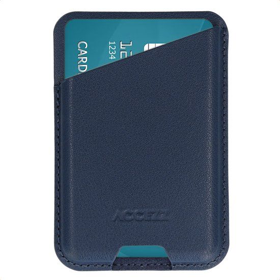 Accezz Magnetische Leren Pasjeshouder - Wallet Kaarthouder geschikt voor Apple Find My - Nightfall Blue