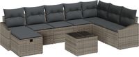 vidaXL Bankstel 8-delig Polyrattan Grijs/Donkergrijs