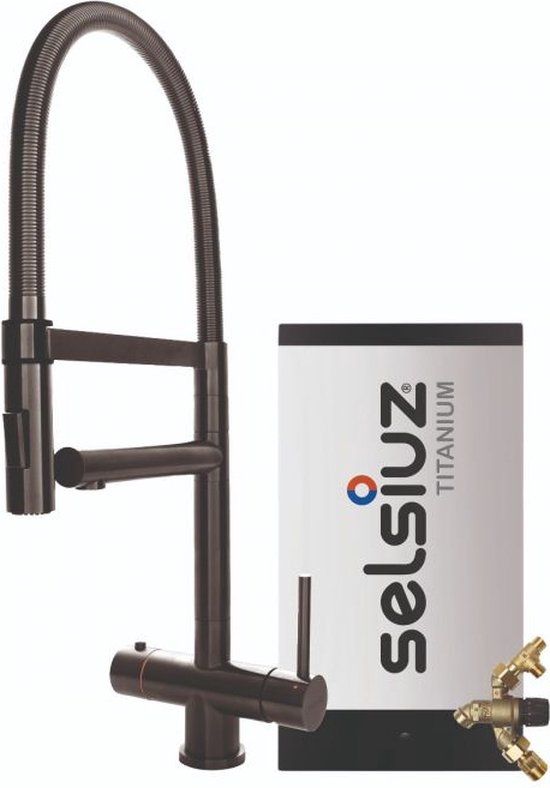 Selsiuz kranen Selsiuz XL Gun Metal Zwart met TITANIUM Combi (Extra) boiler