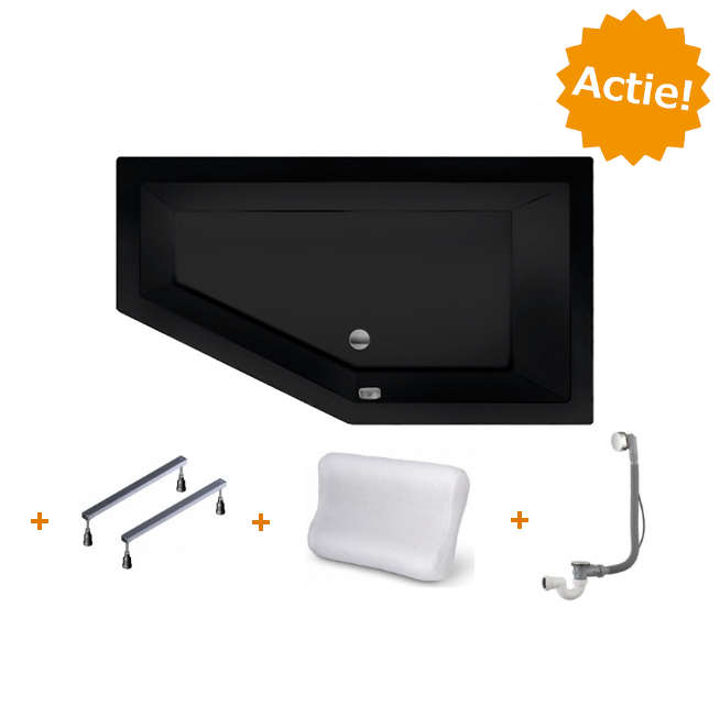 XENZ Beterbad Society Hoekbad Rechts 160 x 90 cm Ebony