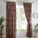 Dreams & Drapes Kastanjebruine jacobijn-potloodvouwgordijnen - B 168 x 183 cm (66 x 72) - 2 panelen + bindruggen - damastgordijnen met bloemen - Marokkaanse boho-gordijnen voor slaapkamer en woonkamer