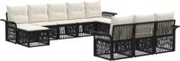 vidaXL Tuinbank - Set - 10 zitplekken - Zwart - Polyrattan