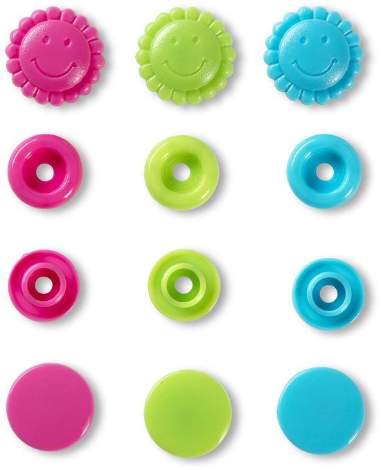 Prym Love Color drukknoppen Bloem 13,6mm turko./groen/fuchsia