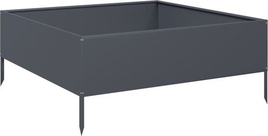 vidaXL Verhoogde plantenbak - 100x100x25 cm - Staal - Antracietkleurig