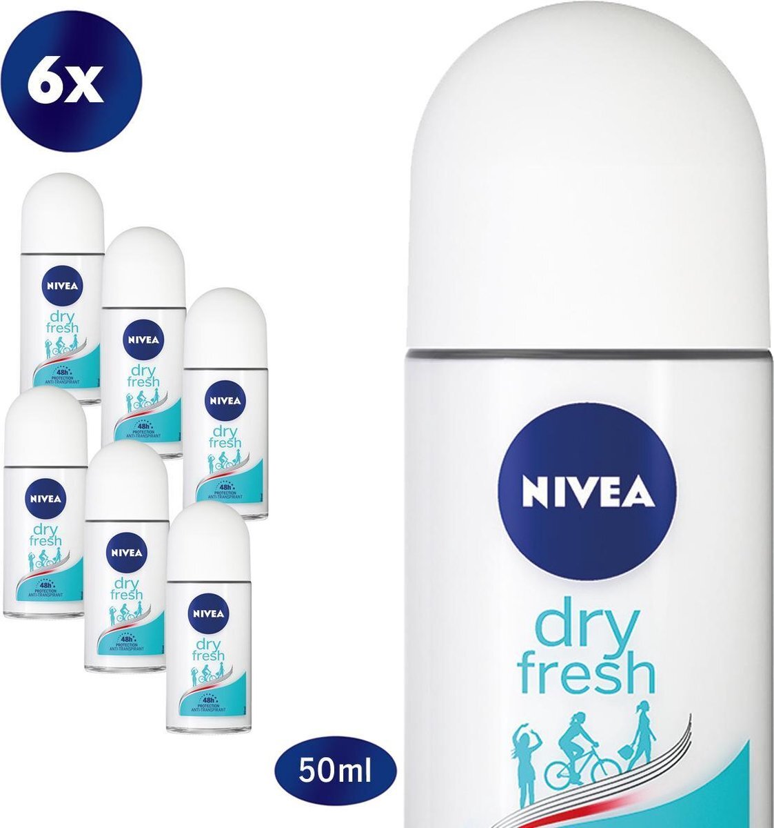 Nivea Dry Fresh - 6 x 50ml - Voordeelverpakking - Deodorant Roller